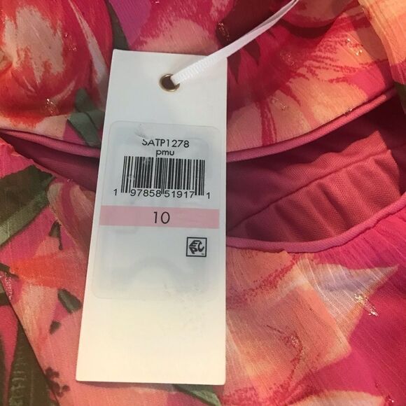 Siena Dress Women Sizes 2, 8 & 10 Pink Floral Long Sleeve Maxi O-Ring V-Neck NWT - Picture 13 of 16